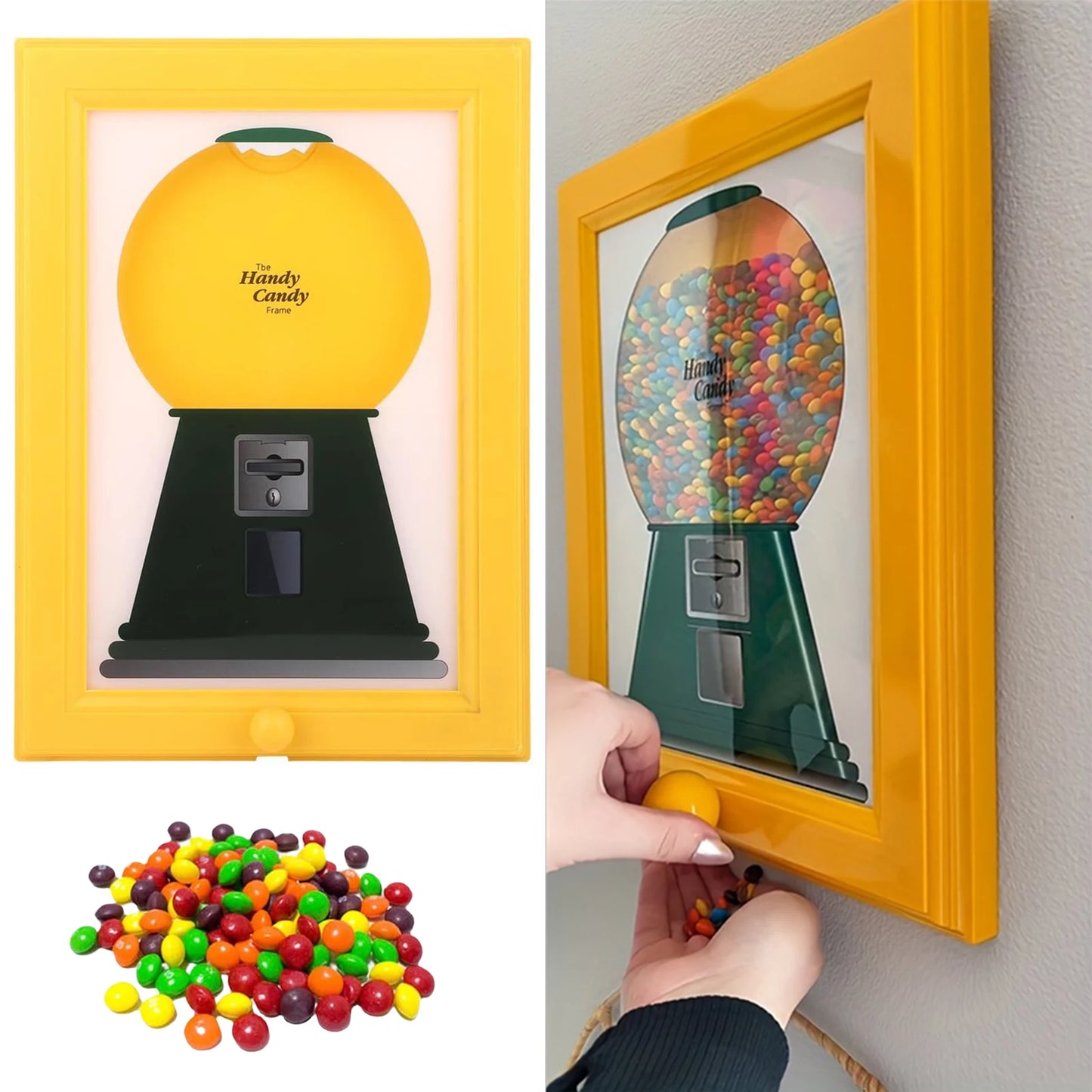 2-in-1 Candy Dispenser Picture Hanging Candy Frame Gumball Machine In A Frame Handy Fast Distribution Candies Nuts Christmas Gif