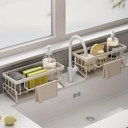 Kitchen sink storage rack, with storage rack, soap dispenser stand and sponge rack, kitchen draining rack, storage rack