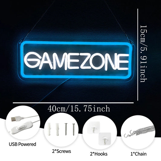 Game Zone Neon Signs for Gamer Room Decor,Gaming Light Neon Sign for Gaming Wall Decor,Led Neon Gaming Sign for Gamer Gifts Boys