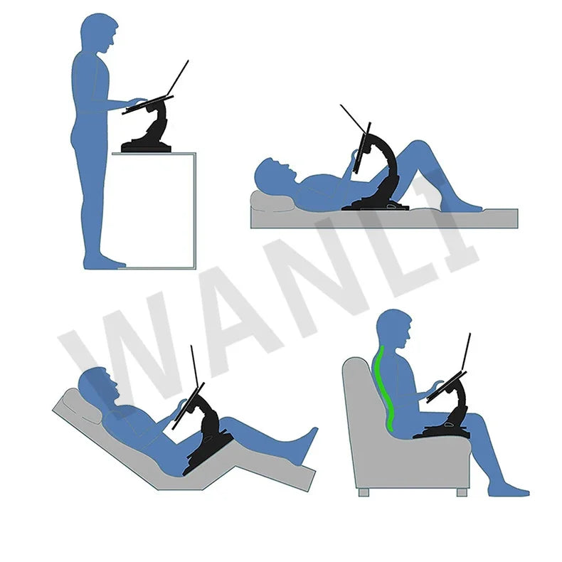 Desktop computer stand, portable and foldable stand, multi-functional reclining desk, made of wood, 360° adjustable laptop stand
