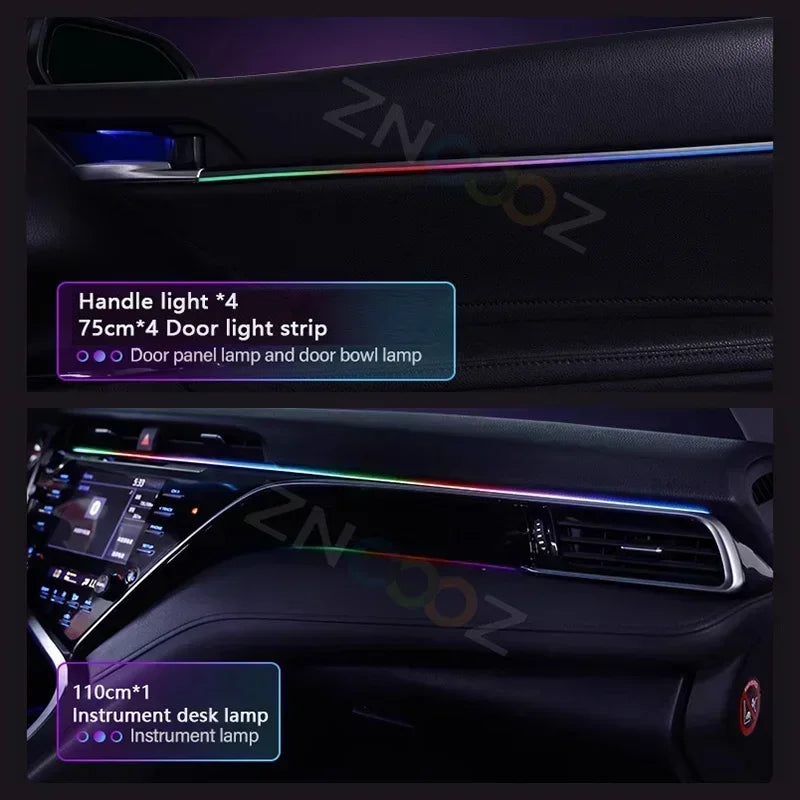 RGB 22in1 Car Interior Acrylic Car Ambient Lights for Audi A3 A4 A5 A6 A7 A8 Q3 Q5 Q7 Q8  Decorative Lights Car Accessories