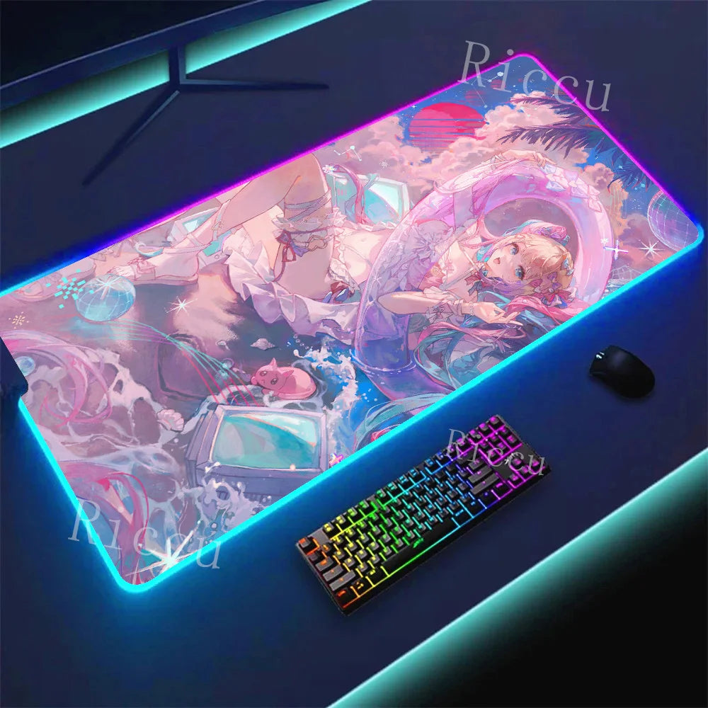 RGB HD Needy Girl Overdose MousePad Gamer Desk Mat Large Mousepad Compute Deskpad Art Gaming Mouse Mats Pc Company Pads E-Sports