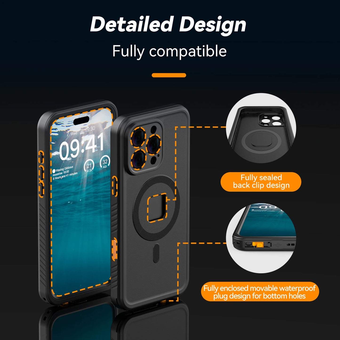 Waterproof Phone Case Magnetic Diving Case for Phone IP68 Waterproof Underwater Housing Protective Case Replacement for