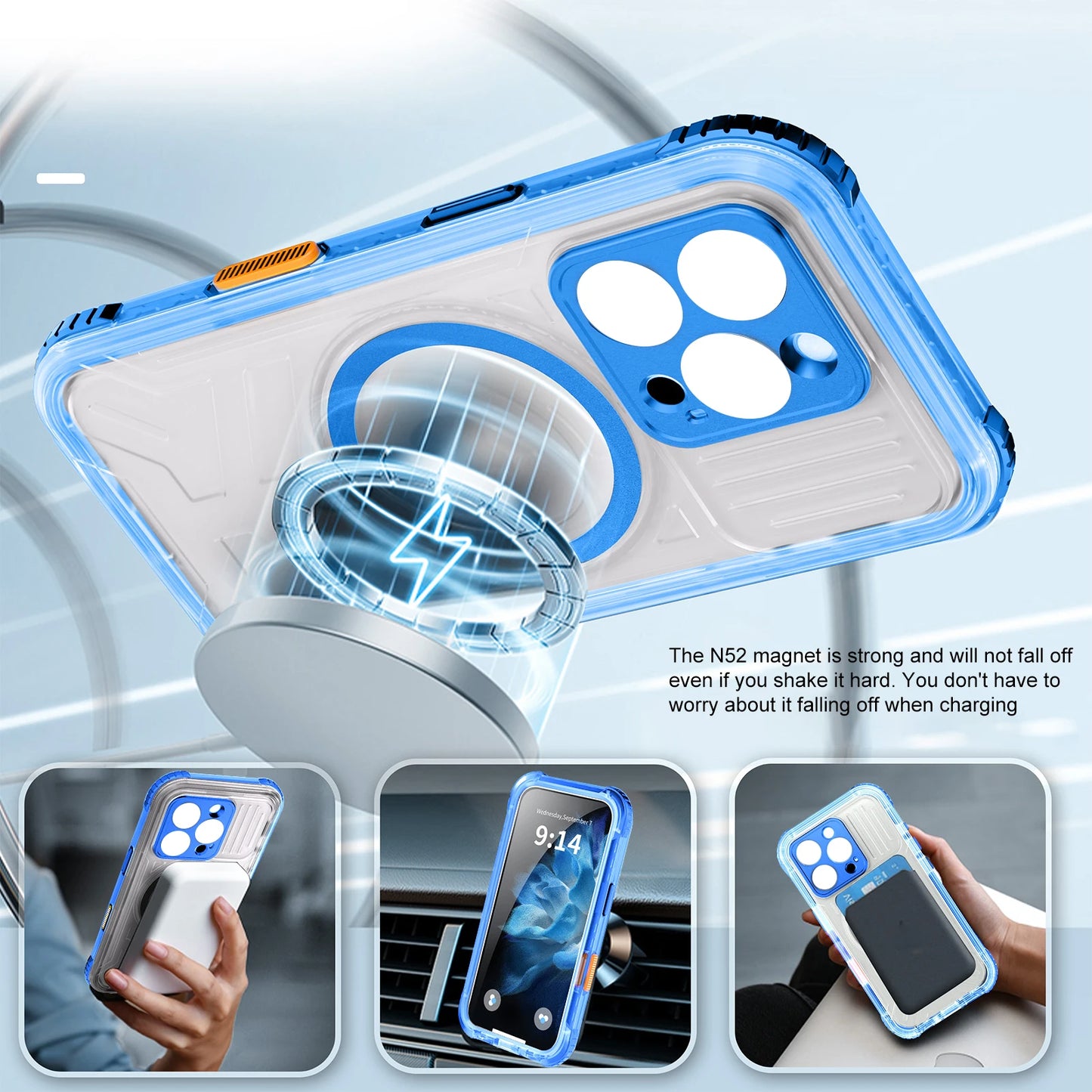 Phone Case Water Proof Magnetic IP68 Full Body Shockproof Cell Phone Cover Built in Camera Control Fully Sealed Phone Protector