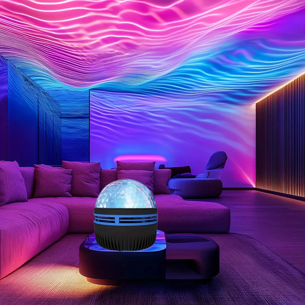 Water Ripples Night Light LED Sky Porjection Lamp USB Plug-in Use Remote Control Night Lamp Home Bedroom KTV Atmosphere Decor