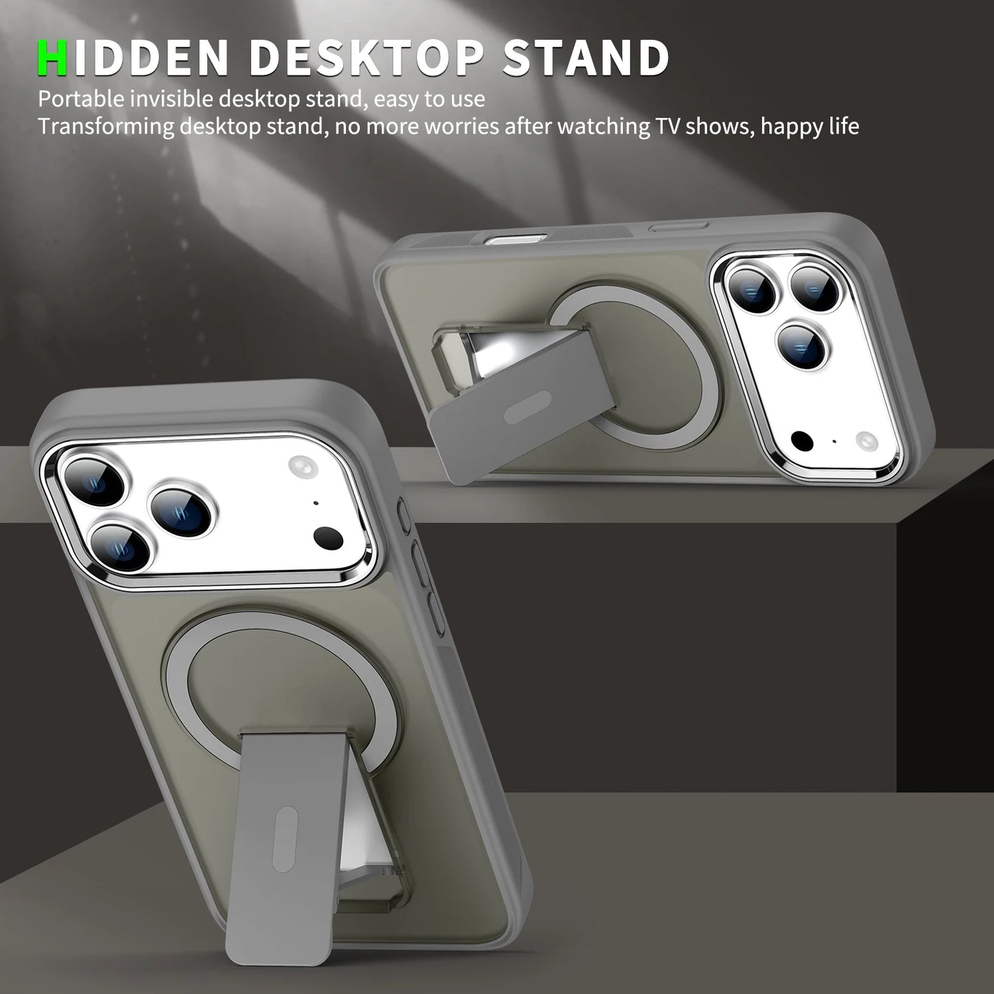 Luxury For Magsafe Phone Case For iPhone 17 Pro Max Air Magnetic Wireless Charge Folding Stand Holder Matte Cover Cases