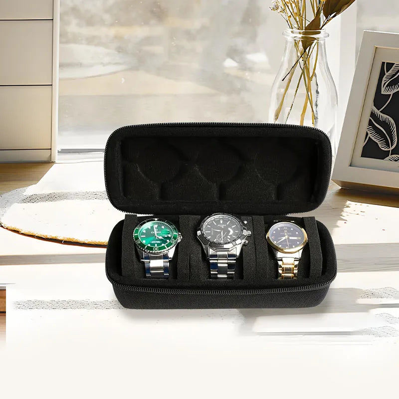 Travel Case for Watch with 3 Slots Rigid High-Quality Watch Storage Organizer Protective Box for Jewelry And Accessories