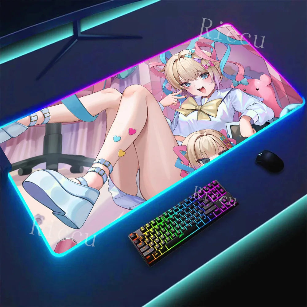 RGB HD Needy Girl Overdose MousePad Gamer Desk Mat Large Mousepad Compute Deskpad Art Gaming Mouse Mats Pc Company Pads E-Sports