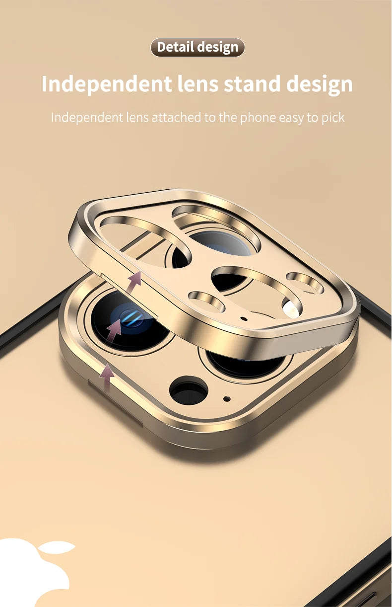 Camera Protection + Hybrid Silicone Frame Aluminum Metal Phone Case For iPhone 16 15 14 13 Pro Max Better Heat Bumper