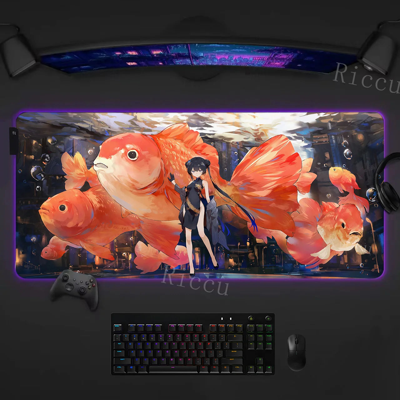 RGB HD Ryuuge Kisaki Blue Archive Game Mousepad Large Keyboard Desk Mat Gaming Mouse Pad LockEdge Edge PC Computer Mat E-Sports
