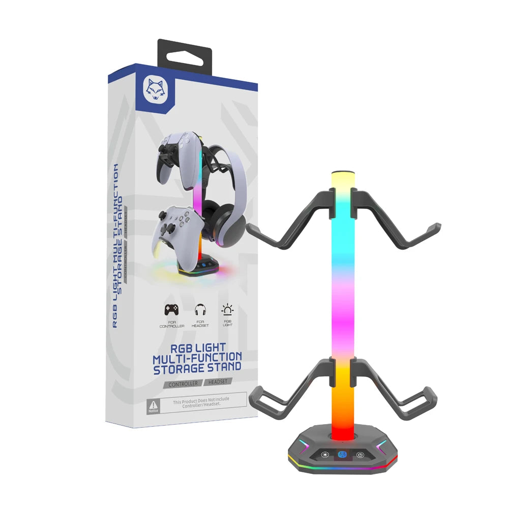 RGB Headphone Stand Controller Hook 9 Light Modes for Desk Controller Stand Hanger Desktop Display Holder Gaming Headset Holder