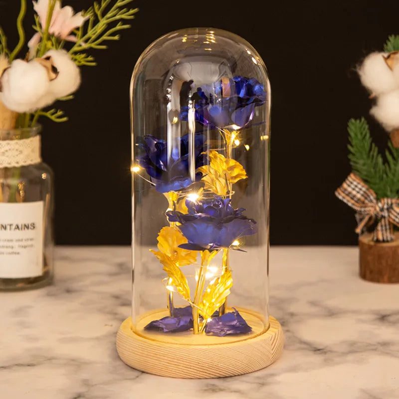 Glass Rose Flower for Women，Light Up Rose in A Glass Dome,Rose Gifts for Christmas， Anniversary，Wedding，Valentines，Birthday