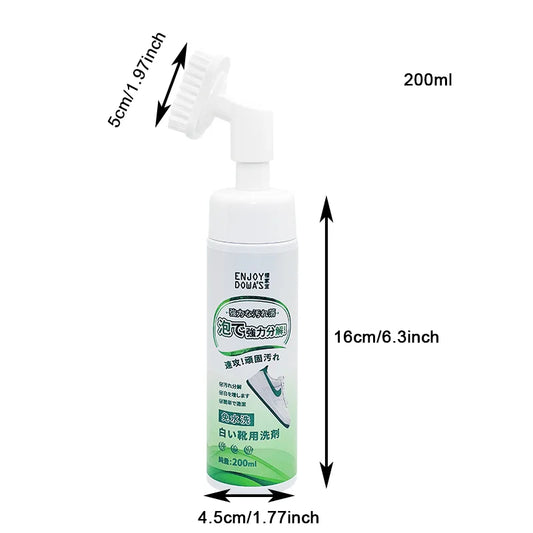 Shoe Cleaner Foam with Brush Head - Gentle No Water Cleaning for White Shoes, Home & Travel Use