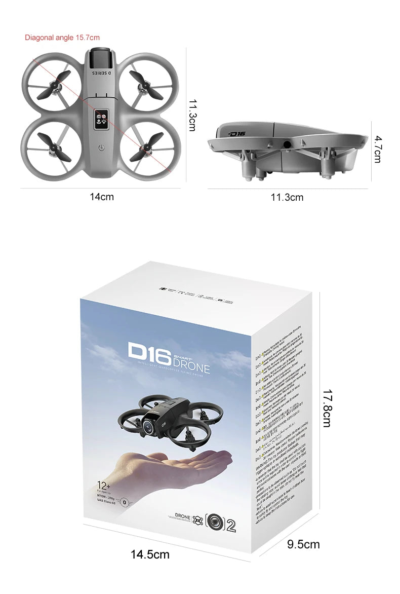 New D16 Mini Drone 8K HD Dual Camera Profesional 180° Electric Adjustable GPS Positioning Obstacle avoidance Bushless UA
