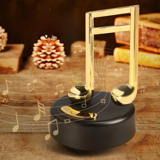 Musical note music box, vintage symbol rotating music decor for living room, creative toy, novelty gift for children's birthday