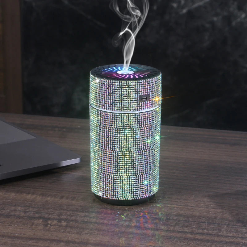 Luxury Shiny Car Diffuser Humidifier with LED Light Diamond Auto Air Purifier Diffuser Air Freshener Bling Car Accessories