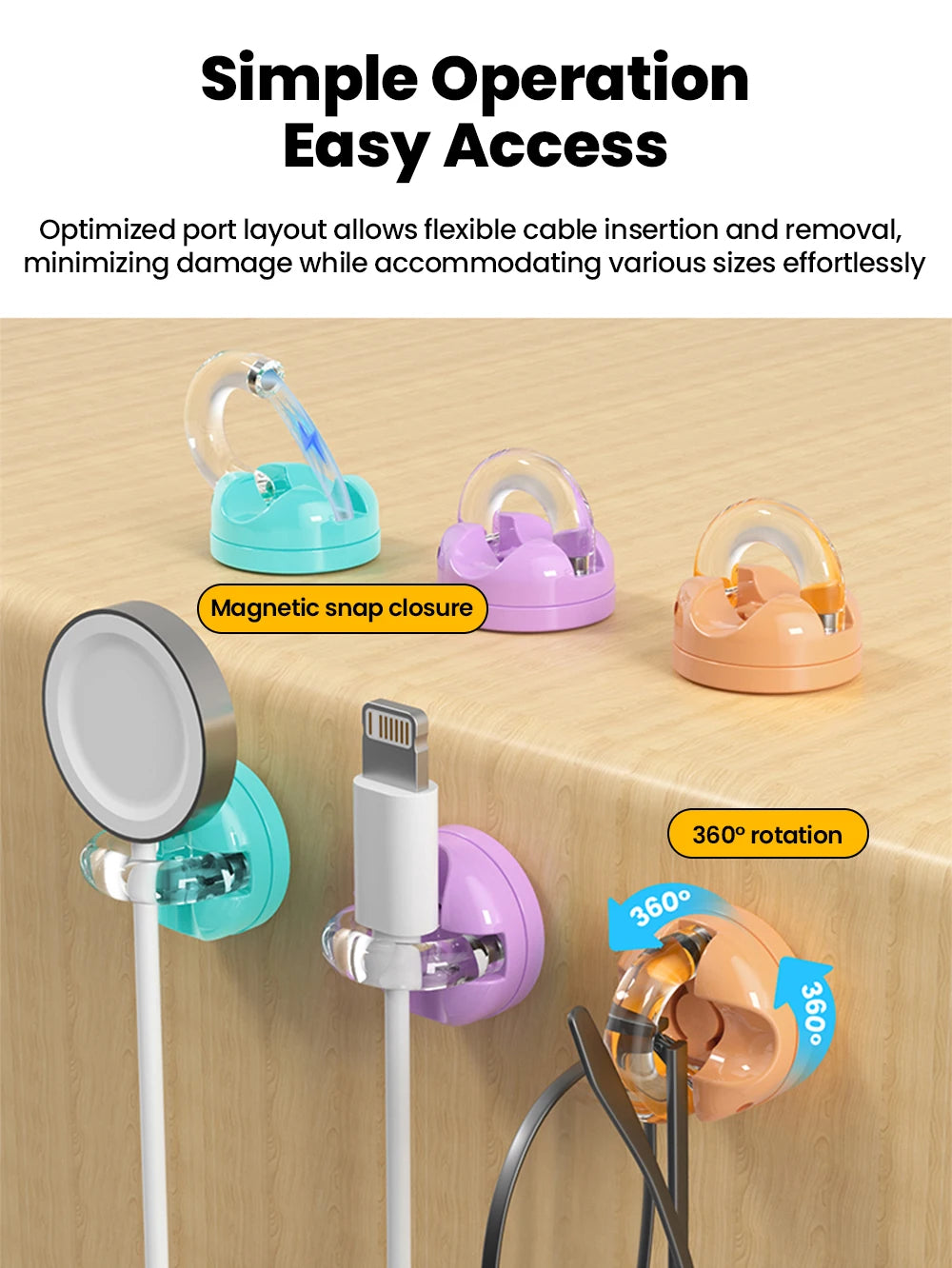 Magnetic Clip Cable Organizer Hook Smooth Adjustable Acrylic Universal Winder Under Desk Management Wire Keeper Cable