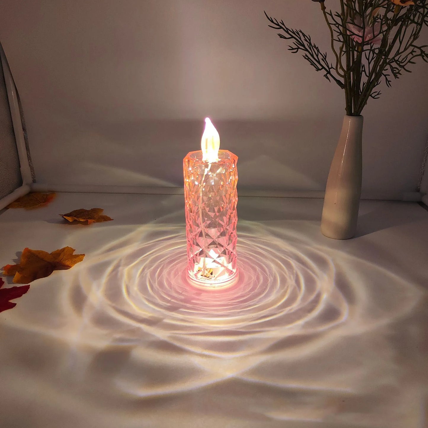 1/2PCS LED Flameless Candles Rose Crystal LED Candle Light for Valentine's Day Bedroom Wedding Christmas Home Decorations Crafts