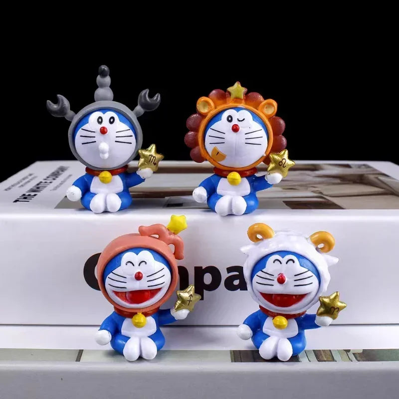 12pcs Doraemon Cartoon The Zodiac Doraemon Action Figure Cute Character Kawaii Anime Figure Pvc Model Toys Kids Birthday Gift