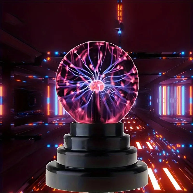 RGB Electrostaticion Plasma Ball Lamp - Touch Control Lightning Globe, USB Powered Color-Changing Mood Light with Glass Cover