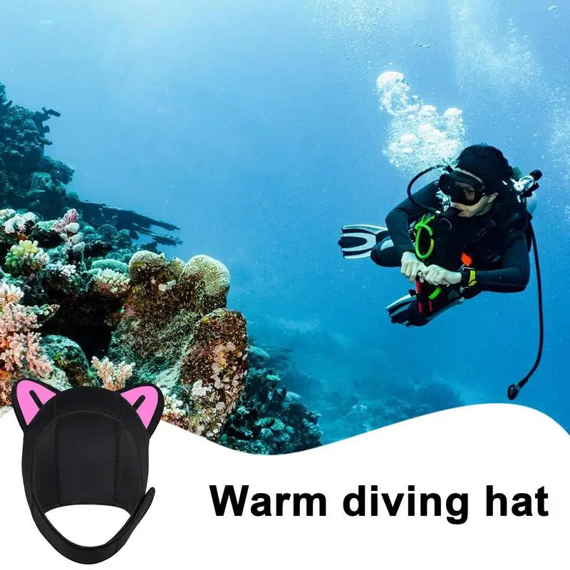 Diving Hats for Men Warm Ergonomic Swim Hat Cat Ears Diving Hat Wear-Resistant Surf Hats for Surfing Snorkeling Water Sports