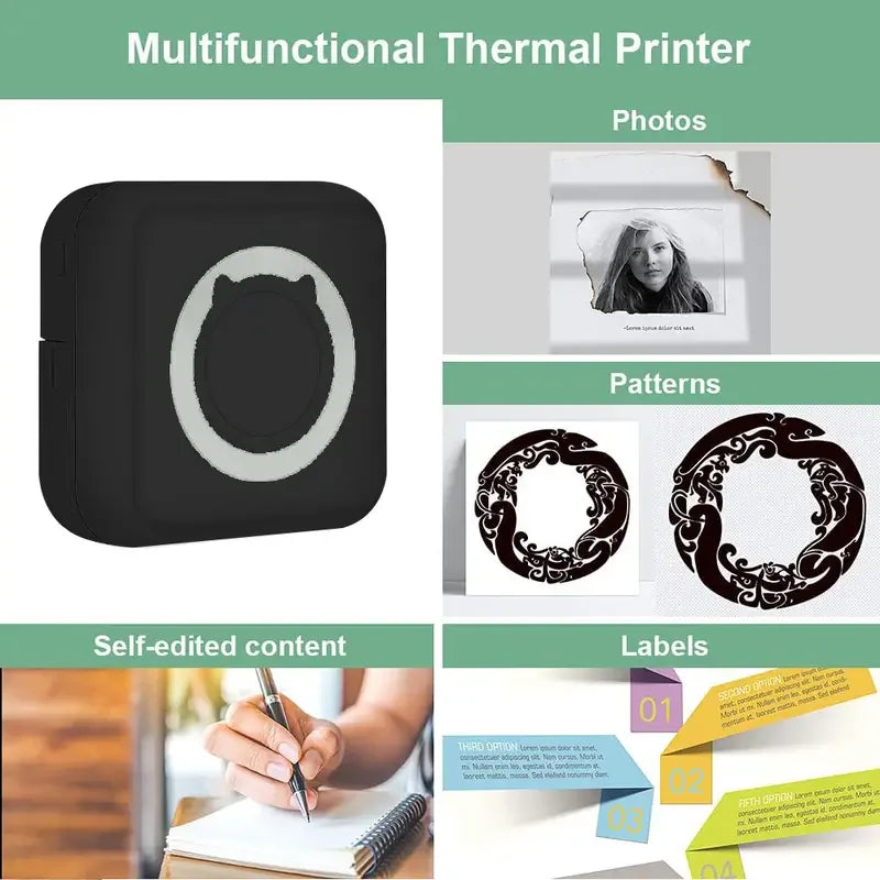Portable Mini Thermal Printer Wirelessly BT 203dpi Photo Label Memo Wrong Question Printing With USB Cable Imprimante Portable