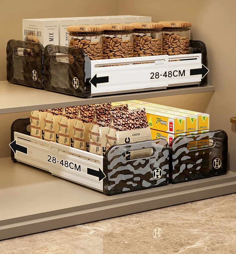 Kitchen Organizing Storage Box Simple Cabinet Retractable Storage Box Water Corrugated Drawer Desktop Snacks Grocery Storage Box