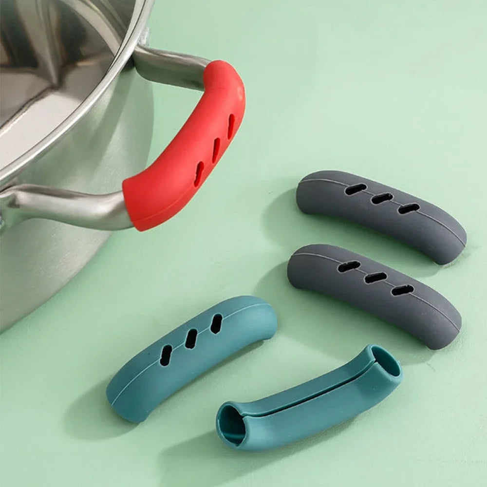 2Pcs Silicone Heat Resistant Pot Handle Anti Scalding Non-slip Oven Pans Bowl Cookware Handles Clamp Kitchen Gadgets Holders