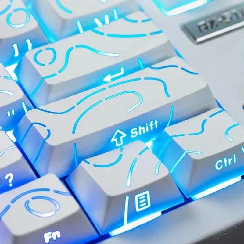 Contour 4.0 Side 97 Key Gaming Mechanical Keyboard Key Cap Engraved Keycap PBT Translucent White For Magnetic Switch