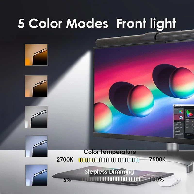 Computer Monitor Screen Light Bar LED Desk Lamp Monitor Light Bar Eye-Care Stepless Dimming Lighting Table Lamp for Work Gaming