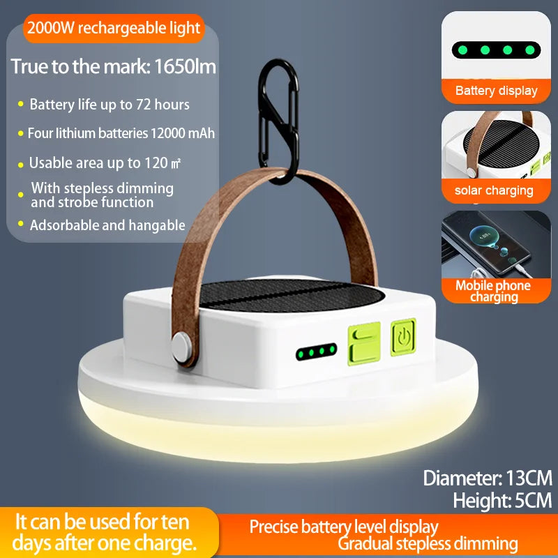 Solar Rechargeable Camping Lantern Portable Camping Lantern Rechargeable LED Camping Lantern for Camping Picnic Fishing Hiking