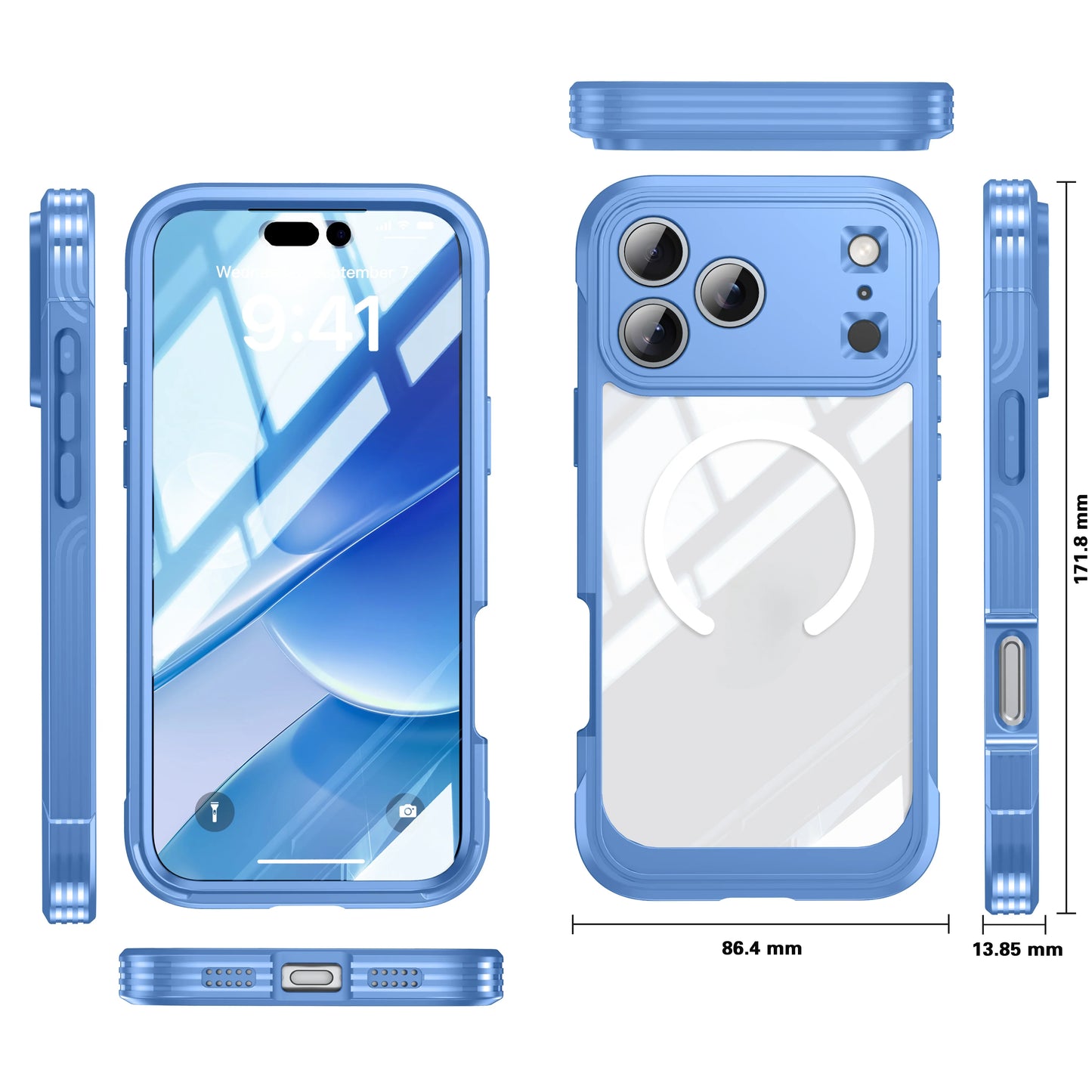 Brand new color magnetic shockproof and dustproof transparent phone case - Compatible with iPhone 17/17 Air/17 Pro/17 Pro Max