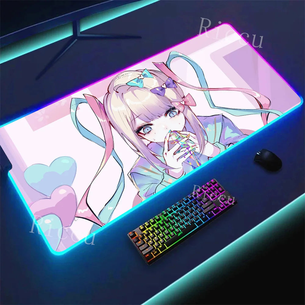 RGB HD Needy Girl Overdose MousePad Gamer Desk Mat Large Mousepad Compute Deskpad Art Gaming Mouse Mats Pc Company Pads E-Sports
