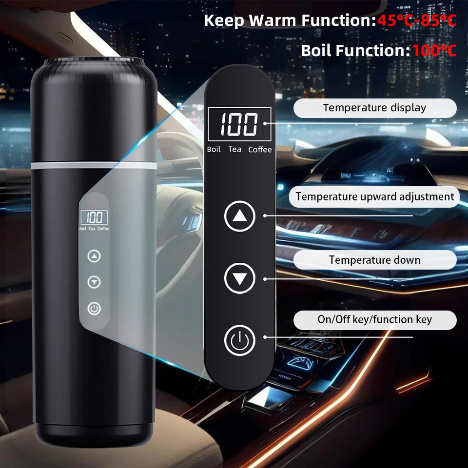 Car Electric Heating Cup 12V/24V Automobile Universal Touch Screen Temperature Regulating Portable Heating Cup