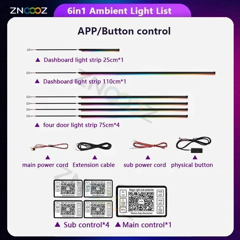 RGB 22in1 Car Interior Acrylic Car Ambient Lights for Audi A3 A4 A5 A6 A7 A8 Q3 Q5 Q7 Q8  Decorative Lights Car Accessories