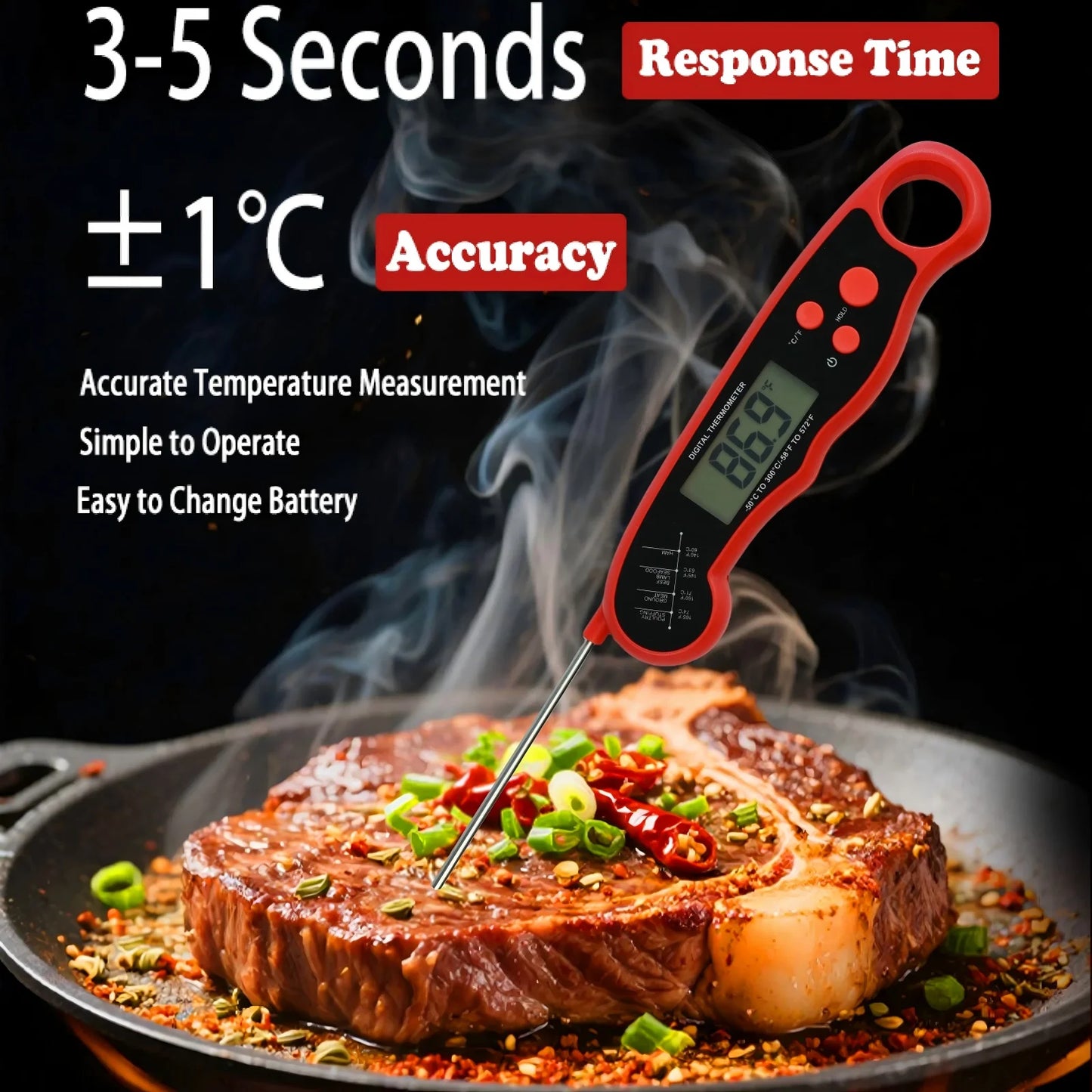 Kitchen tools Digital Food Thermometer for Cooking and Baking Kit Instant Read Meat Thermometer with Backlight Hold Function