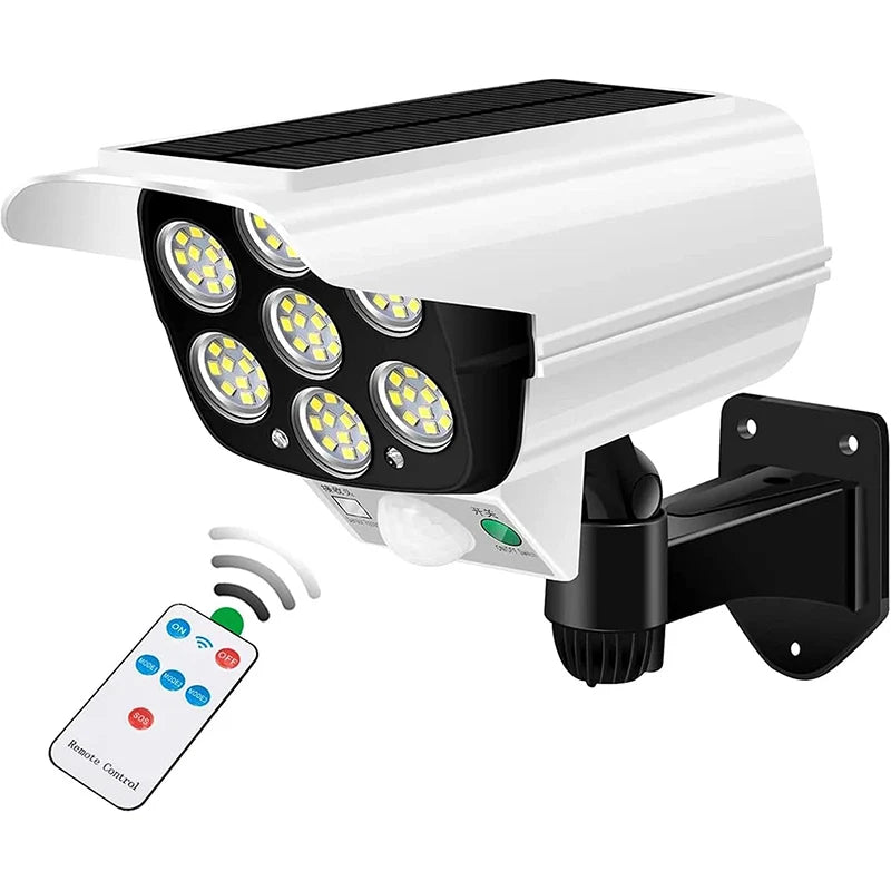Solar Lights  Outdoor With Motion Sensor Remote Controller FloodLights Wireless Dummy Decoy Fake Security Camera for Garden