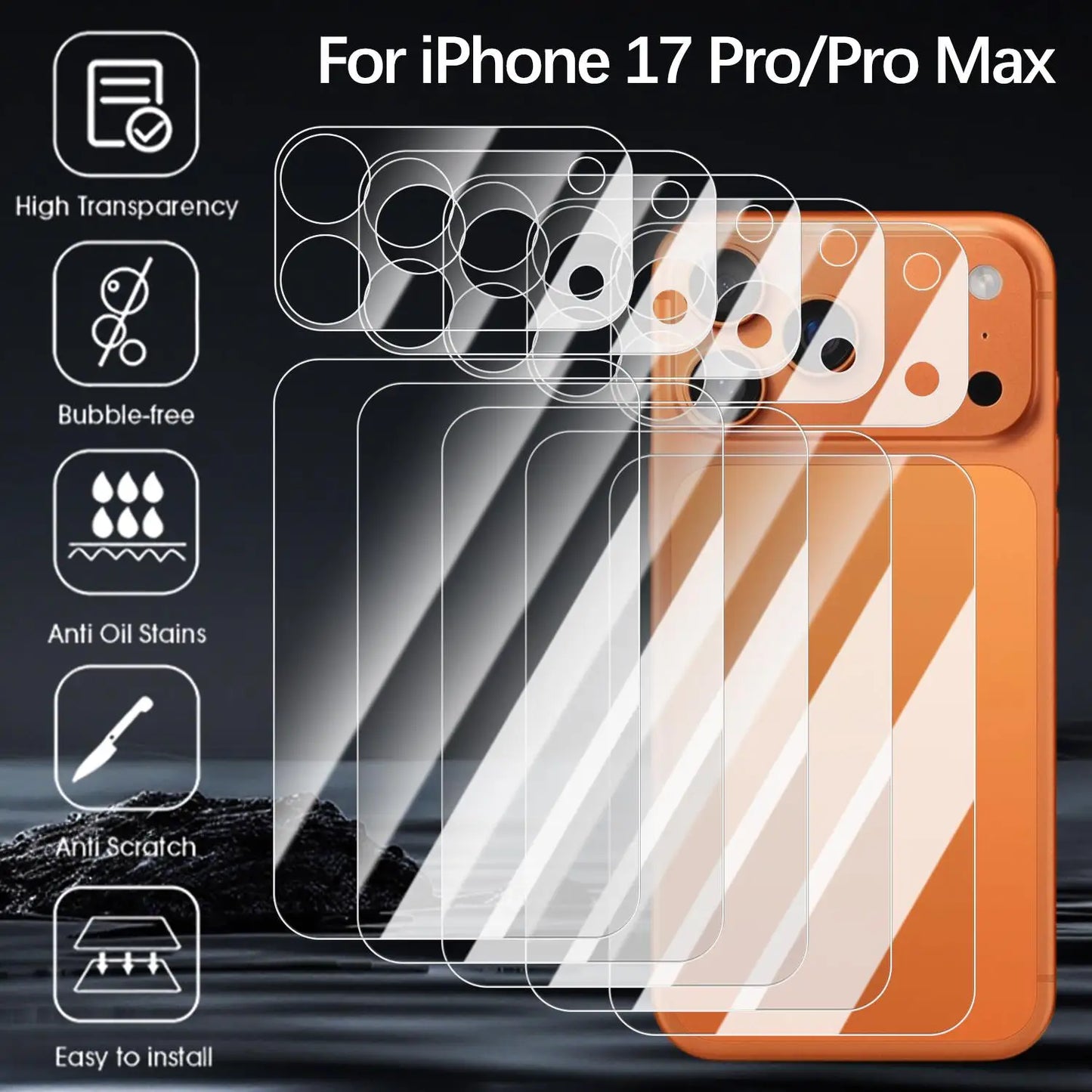 4in1 Lens+Back Screen Tempered Glass for iPhone 17/17 Air/17 Pro/17 Pro Max HD Clear Anti-Scratch Protective Films for iPhone17
