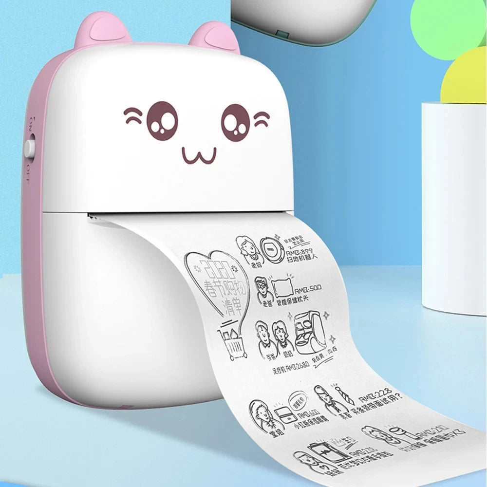 Mini Bluetooth Thermal Printer 200dpi for Labels, Photos, and Memo Printing - Portable with USB Cable