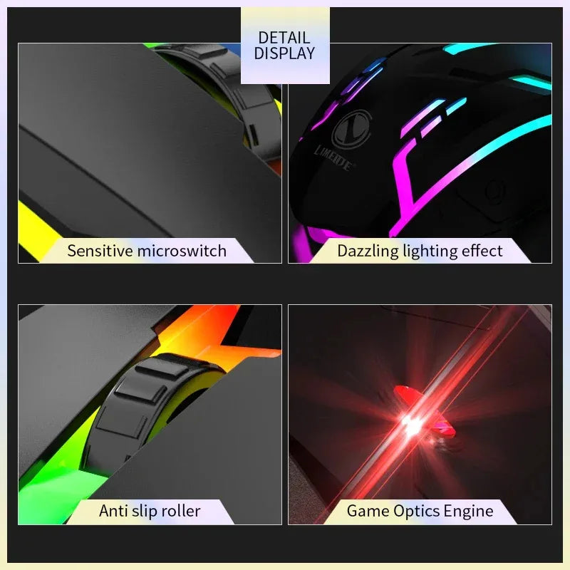 USB Wired Mouse RGB Colorful Backlit Ergonomic Design Gaming Mouse Wired Mice Office Mouse For PC Desktop Laptop Windows iOS