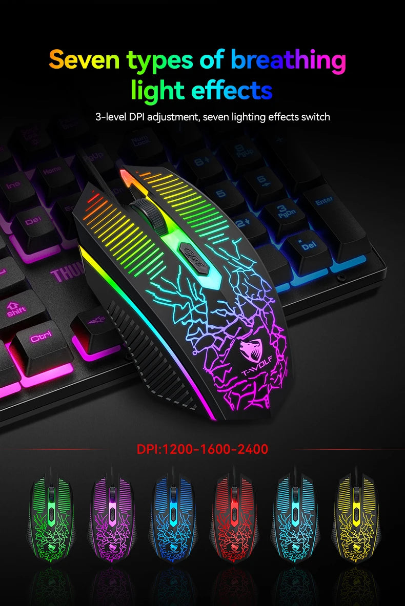 5-in-1 Set Gaming Combo Keyboard 4-color Breathing Light Mouse 3.5mm Gaming Headset Gaming Speaker Anti-slip Mouse Pad NEW HOT