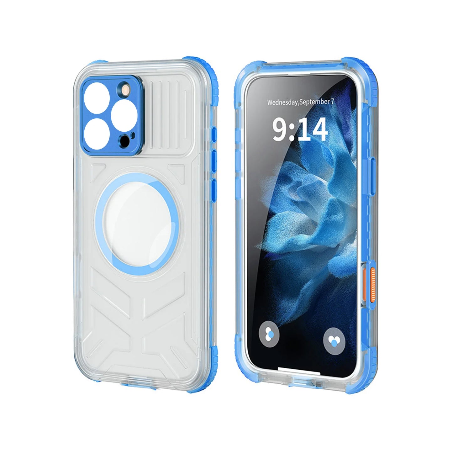 Phone Case Water Proof Magnetic IP68 Full Body Shockproof Cell Phone Cover Built in Camera Control Fully Sealed Phone Protector