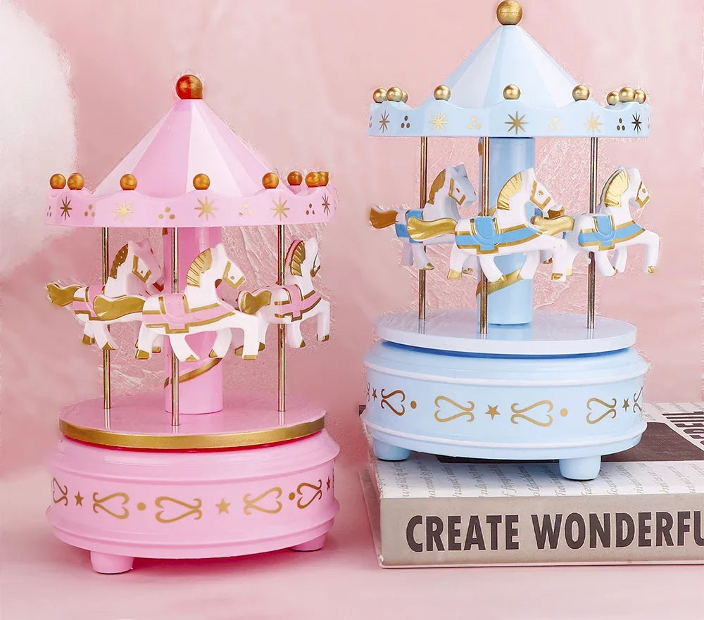 Merry-go-round Music Boxes Geometric Music Baby Room Decoration Gifts Unisex Christmas Horse Carousel Box Home Decor