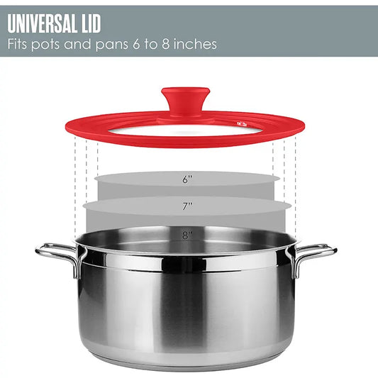 Multifunctional Tempered Glass Pot Lid Silicone Rim Cool Touch Handle Steam Dishwasher Safe Skillet Pan Cover Christmas Gift