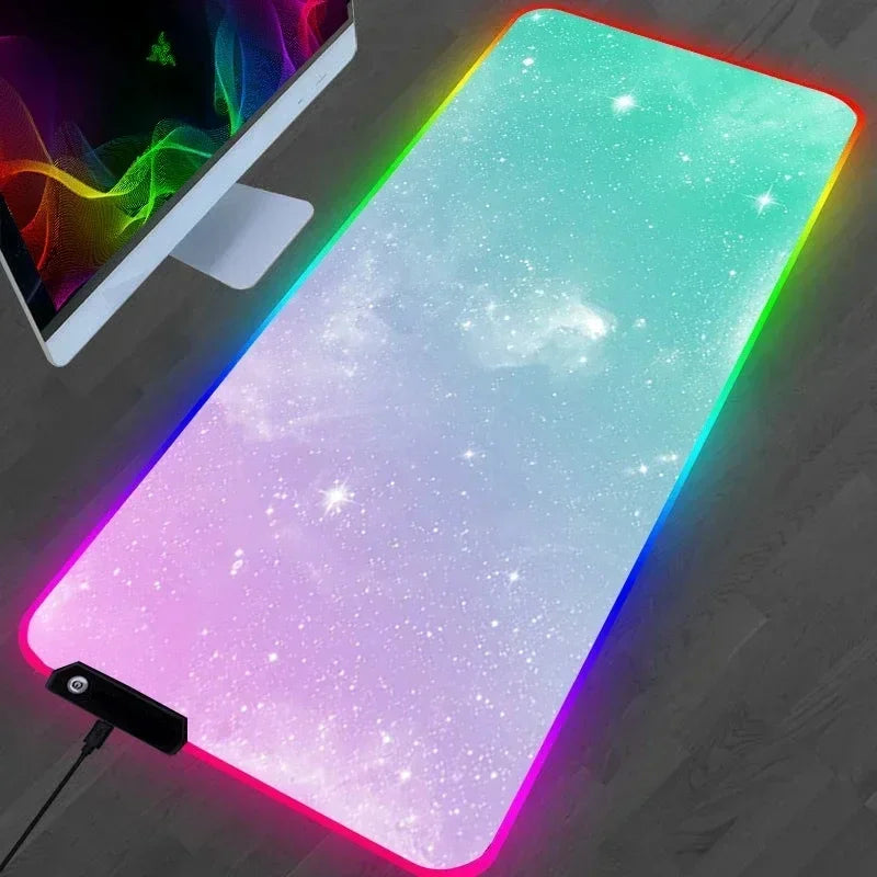 Hot Sell RGB Galaxy Milky Way Mouse Pad Carpet PC Gamer Computer Keyboard Desk Mat anti-slip Mousepad Gaming Accessories 900X400