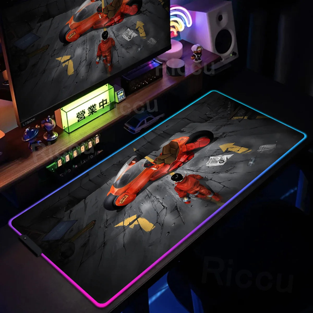 RGB Gaming Mouse Pad Anime AKIRA Keyboard Mousepad Large Computer LED Backlit Deskmat Xxl Gamer Decoracion Lock Edge Thicken Rug