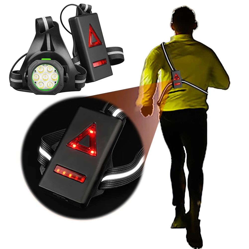 LED Cycling Chest Light Adjustable Ultra Bright Safety Lamp 2000mAh Lightweight Chest Run Light 360LM for Camping Hiking Running