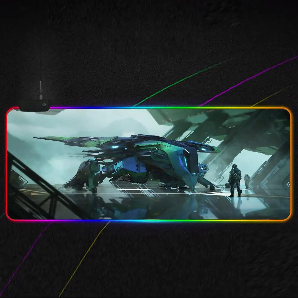 Star Citizen Mouse Pad RGB Gaming Mouse Pad XXL, Extended Surface, Non-Slip, Smooth, LED Lights, Perfect Desk Mat