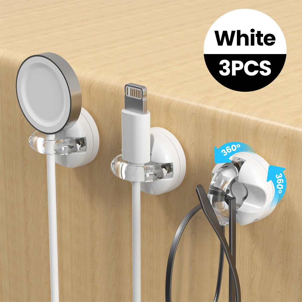 Magnetic Clip Cable Organizer Hook Smooth Adjustable Acrylic Universal Winder Under Desk Management Wire Keeper Cable