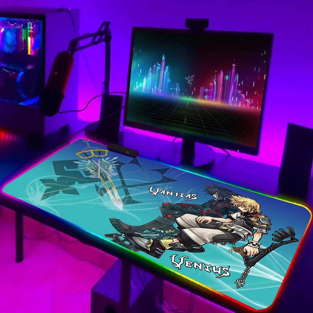 Games Kingdom Hearts RGB Pc Gamer Keyboard Mouse Pad Mousepad LED Glowing Mouse Mats Rubber Gaming Computer Mausepad
